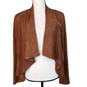 Altar’d State Tan Brown Vegan Faux Leather Suede Fall Zip Jacket Long Sleeve